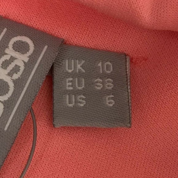 ASOS Tiered Ruffle Coral Strapless Dress Sz 6 - Picture 4 of 7